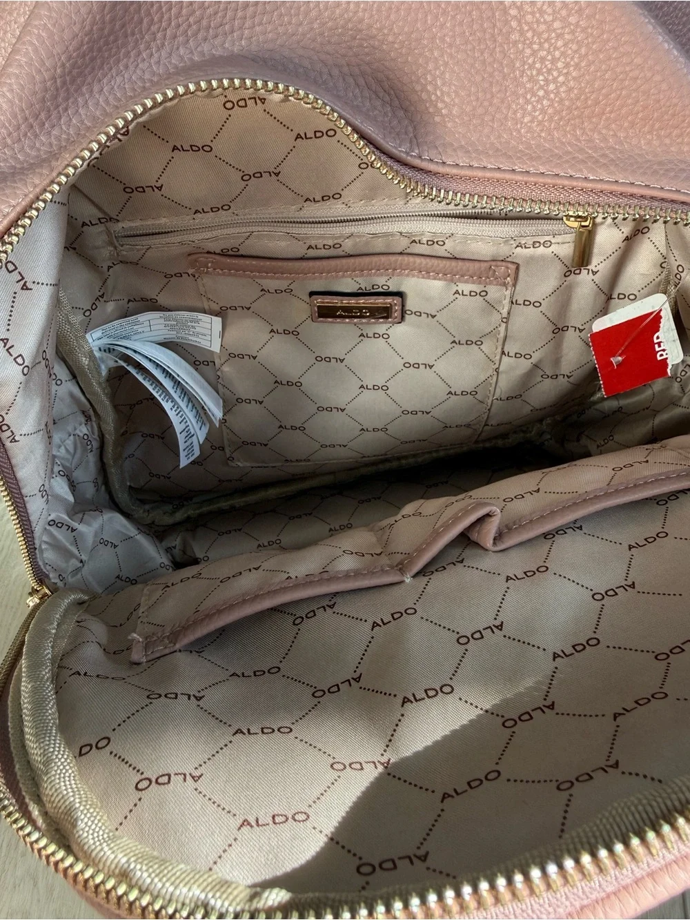 Othr Blush Pink Pebbled Backpack with Gold Hardware